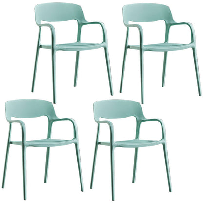Modern Stackable Chair Dining Arm Open Back Chairs with Plastic Legs for Kitchen Green 4 Piece Set Clearhalo 'Dining Chairs' 'Dining Tables & Seating' 'dining_chair' 'furn' 'furn_dining_chair' 'Furniture' 'furniture_dining_chair' 'Kitchen & Dining Furniture' 4707670