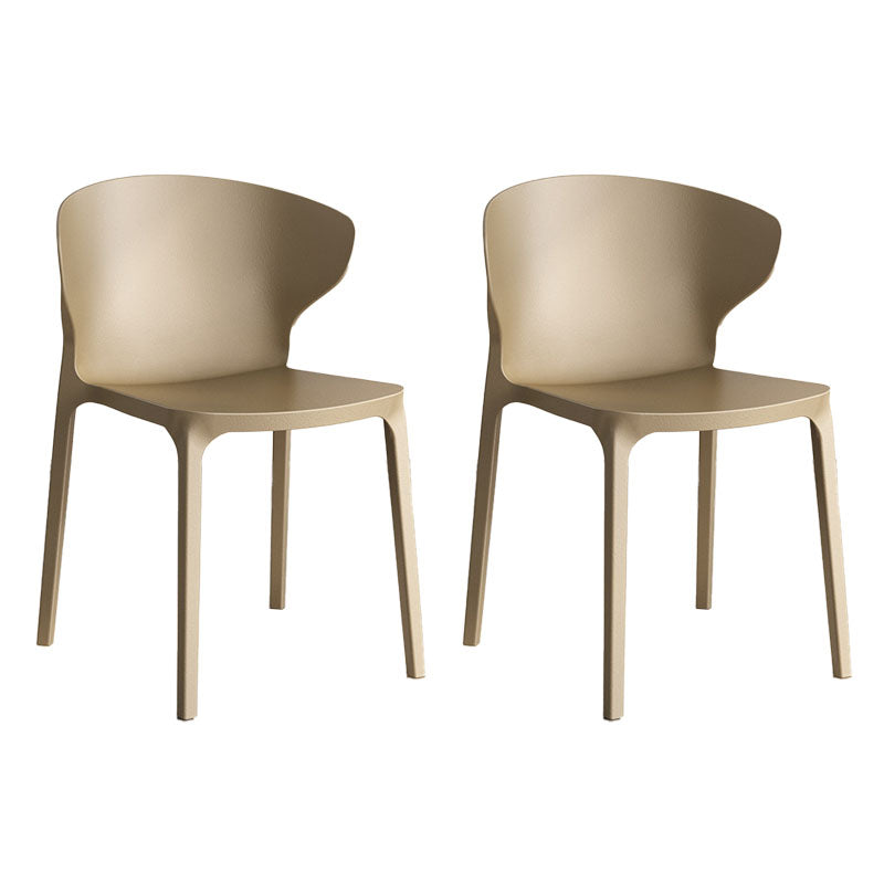 Contemporary Stacking Wingback Side Chair Matte Finish Plastic Dining Chair Khaki 2 Piece Set Clearhalo 'Dining Chairs' 'Dining Tables & Seating' 'dining_chair' 'furn' 'furn_dining_chair' 'Furniture' 'furniture_dining_chair' 'Kitchen & Dining Furniture' 4707676