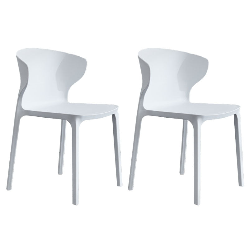 Contemporary Stacking Wingback Side Chair Matte Finish Plastic Dining Chair White 2 Piece Set Clearhalo 'Dining Chairs' 'Dining Tables & Seating' 'dining_chair' 'furn' 'furn_dining_chair' 'Furniture' 'furniture_dining_chair' 'Kitchen & Dining Furniture' 4707681