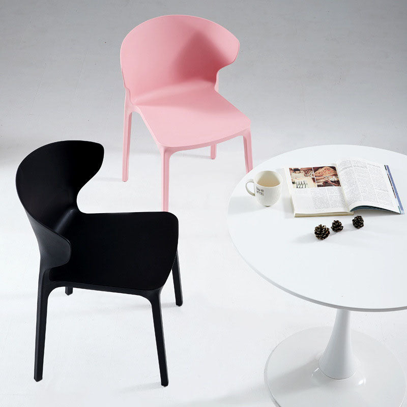Contemporary Stacking Wingback Side Chair Matte Finish Plastic Dining Chair Clearhalo 'Dining Chairs' 'Dining Tables & Seating' 'dining_chair' 'furn' 'furn_dining_chair' 'Furniture' 'furniture_dining_chair' 'Kitchen & Dining Furniture' 4707682