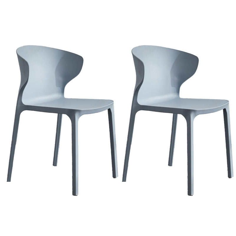 Contemporary Stacking Wingback Side Chair Matte Finish Plastic Dining Chair Light Gray 2 Piece Set Clearhalo 'Dining Chairs' 'Dining Tables & Seating' 'dining_chair' 'furn' 'furn_dining_chair' 'Furniture' 'furniture_dining_chair' 'Kitchen & Dining Furniture' 4707684