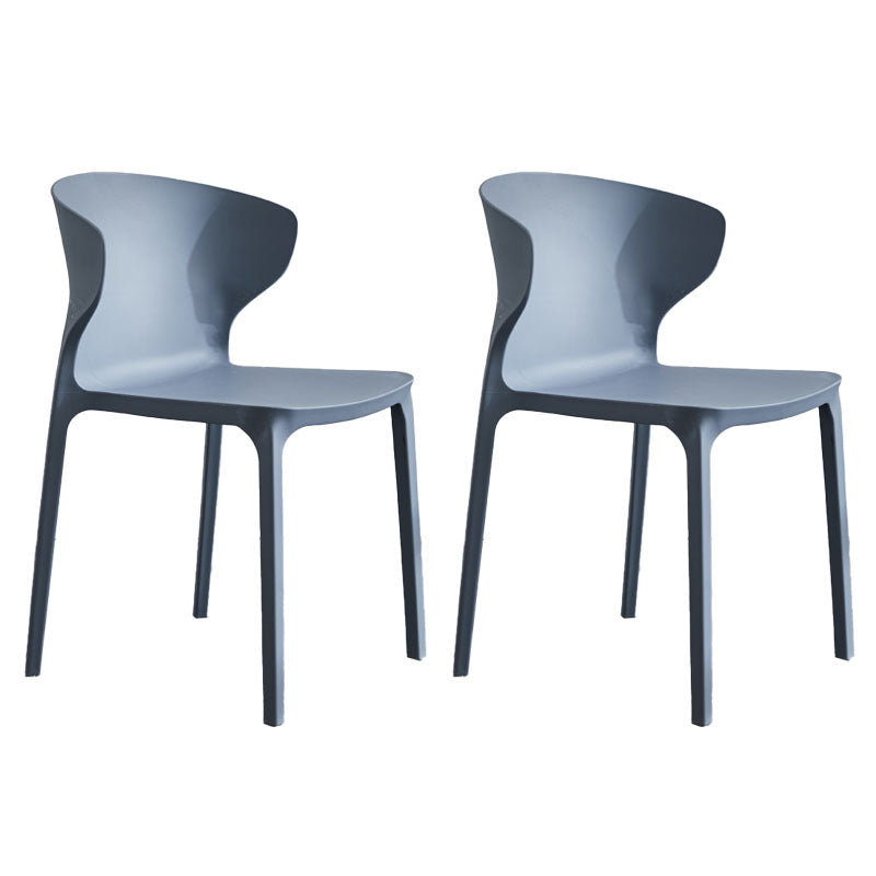 Contemporary Stacking Wingback Side Chair Matte Finish Plastic Dining Chair Dark Gray 2 Piece Set Clearhalo 'Dining Chairs' 'Dining Tables & Seating' 'dining_chair' 'furn' 'furn_dining_chair' 'Furniture' 'furniture_dining_chair' 'Kitchen & Dining Furniture' 4707688