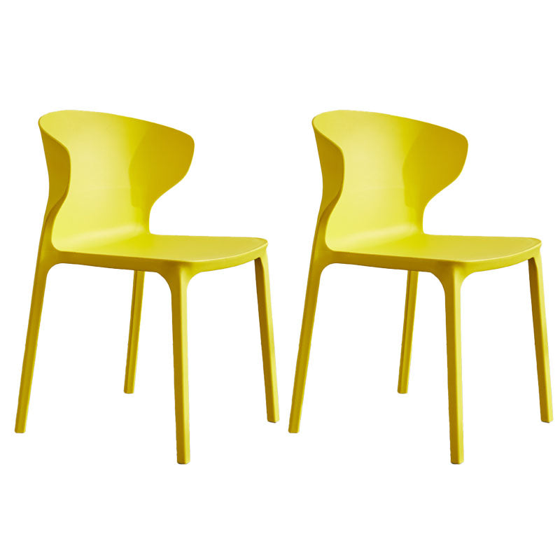 Contemporary Stacking Wingback Side Chair Matte Finish Plastic Dining Chair Yellow 2 Piece Set Clearhalo 'Dining Chairs' 'Dining Tables & Seating' 'dining_chair' 'furn' 'furn_dining_chair' 'Furniture' 'furniture_dining_chair' 'Kitchen & Dining Furniture' 4707690
