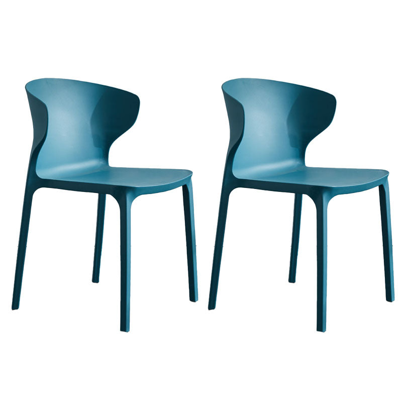 Contemporary Stacking Wingback Side Chair Matte Finish Plastic Dining Chair Peacock Blue 2 Piece Set Clearhalo 'Dining Chairs' 'Dining Tables & Seating' 'dining_chair' 'furn' 'furn_dining_chair' 'Furniture' 'furniture_dining_chair' 'Kitchen & Dining Furniture' 4707691