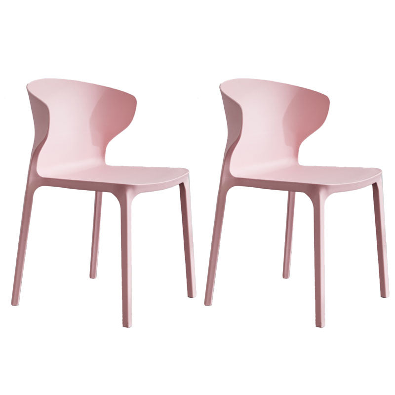 Contemporary Stacking Wingback Side Chair Matte Finish Plastic Dining Chair Pink 2 Piece Set Clearhalo 'Dining Chairs' 'Dining Tables & Seating' 'dining_chair' 'furn' 'furn_dining_chair' 'Furniture' 'furniture_dining_chair' 'Kitchen & Dining Furniture' 4707693