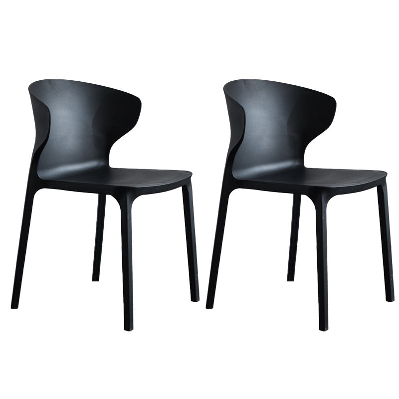 Contemporary Stacking Wingback Side Chair Matte Finish Plastic Dining Chair Black 2 Piece Set Clearhalo 'Dining Chairs' 'Dining Tables & Seating' 'dining_chair' 'furn' 'furn_dining_chair' 'Furniture' 'furniture_dining_chair' 'Kitchen & Dining Furniture' 4707695