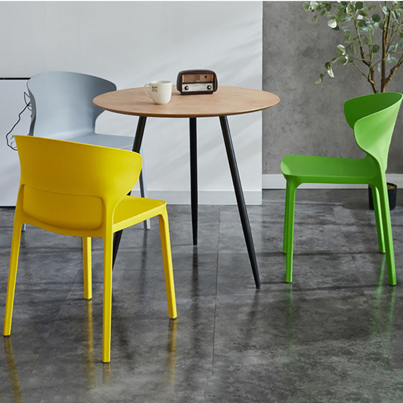 Contemporary Stacking Wingback Side Chair Matte Finish Plastic Dining Chair Clearhalo 'Dining Chairs' 'Dining Tables & Seating' 'dining_chair' 'furn' 'furn_dining_chair' 'Furniture' 'furniture_dining_chair' 'Kitchen & Dining Furniture' 4707696