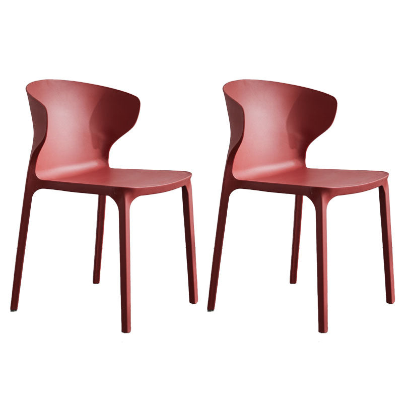 Contemporary Stacking Wingback Side Chair Matte Finish Plastic Dining Chair Burgundy 2 Piece Set Clearhalo 'Dining Chairs' 'Dining Tables & Seating' 'dining_chair' 'furn' 'furn_dining_chair' 'Furniture' 'furniture_dining_chair' 'Kitchen & Dining Furniture' 4707697