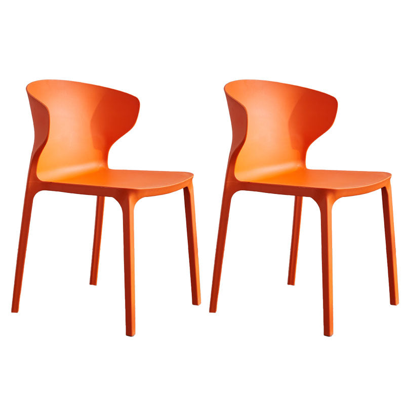 Contemporary Stacking Wingback Side Chair Matte Finish Plastic Dining Chair Orange 2 Piece Set Clearhalo 'Dining Chairs' 'Dining Tables & Seating' 'dining_chair' 'furn' 'furn_dining_chair' 'Furniture' 'furniture_dining_chair' 'Kitchen & Dining Furniture' 4707699