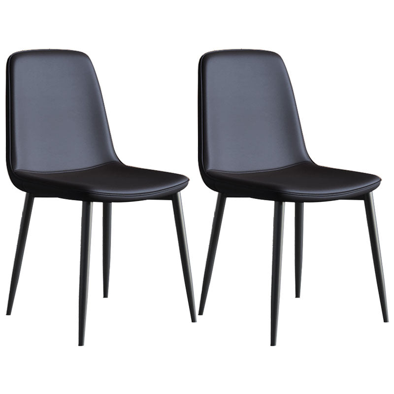 Contemporary Style Dining Chair Armless Chairs with Metal Legs for Kitchen Black 2 Piece Set Clearhalo 'Dining Chairs' 'Dining Tables & Seating' 'dining_chair' 'furn' 'furn_dining_chair' 'Furniture' 'furniture_dining_chair' 'Kitchen & Dining Furniture' 4707708