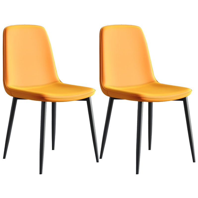 Contemporary Style Dining Chair Armless Chairs with Metal Legs for Kitchen Yellow 2 Piece Set Clearhalo 'Dining Chairs' 'Dining Tables & Seating' 'dining_chair' 'furn' 'furn_dining_chair' 'Furniture' 'furniture_dining_chair' 'Kitchen & Dining Furniture' 4707710