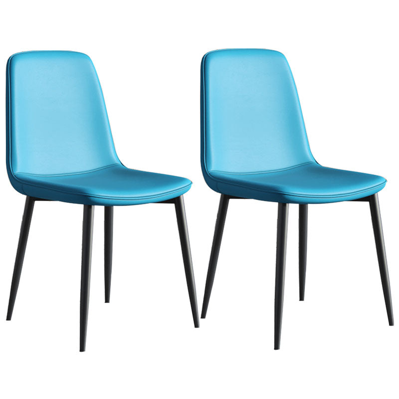 Contemporary Style Dining Chair Armless Chairs with Metal Legs for Kitchen Peacock Blue 2 Piece Set Clearhalo 'Dining Chairs' 'Dining Tables & Seating' 'dining_chair' 'furn' 'furn_dining_chair' 'Furniture' 'furniture_dining_chair' 'Kitchen & Dining Furniture' 4707718