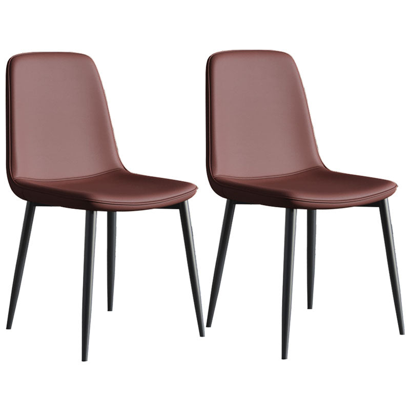 Contemporary Style Dining Chair Armless Chairs with Metal Legs for Kitchen Dark Brown 2 Piece Set Clearhalo 'Dining Chairs' 'Dining Tables & Seating' 'dining_chair' 'furn' 'furn_dining_chair' 'Furniture' 'furniture_dining_chair' 'Kitchen & Dining Furniture' 4707720