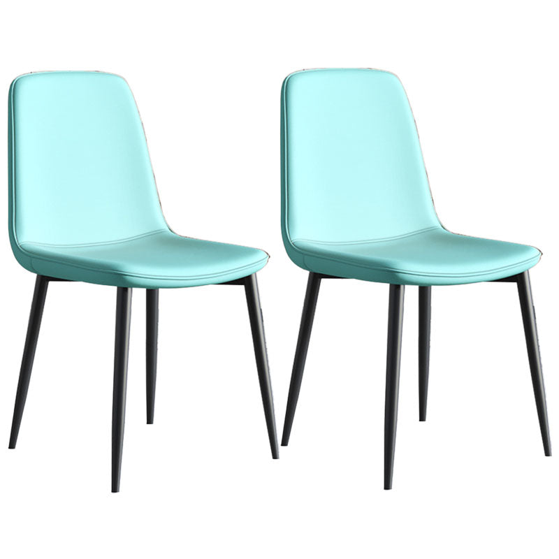 Contemporary Style Dining Chair Armless Chairs with Metal Legs for Kitchen Sky Blue 2 Piece Set Clearhalo 'Dining Chairs' 'Dining Tables & Seating' 'dining_chair' 'furn' 'furn_dining_chair' 'Furniture' 'furniture_dining_chair' 'Kitchen & Dining Furniture' 4707722
