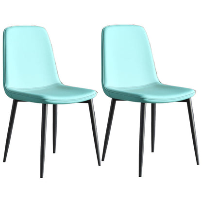 Contemporary Style Dining Chair Armless Chairs with Metal Legs for Kitchen Sky Blue 2 Piece Set Clearhalo 'Dining Chairs' 'Dining Tables & Seating' 'dining_chair' 'furn' 'furn_dining_chair' 'Furniture' 'furniture_dining_chair' 'Kitchen & Dining Furniture' 4707722
