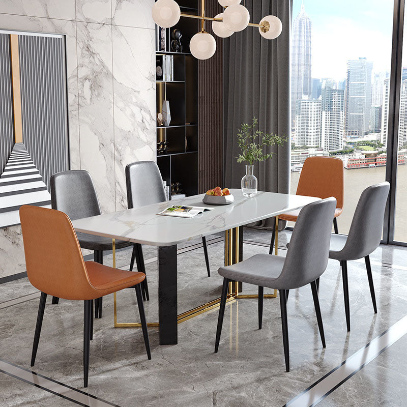 Contemporary Style Dining Chair Armless Chairs with Metal Legs for Kitchen Clearhalo 'Dining Chairs' 'Dining Tables & Seating' 'dining_chair' 'furn' 'furn_dining_chair' 'Furniture' 'furniture_dining_chair' 'Kitchen & Dining Furniture' 4707723