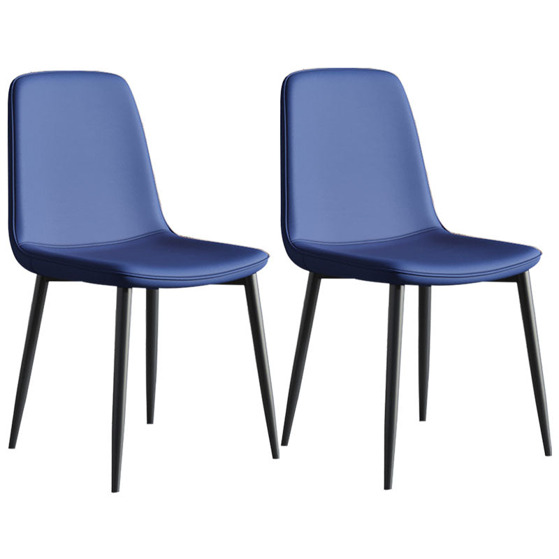 Contemporary Style Dining Chair Armless Chairs with Metal Legs for Kitchen Navy 2 Piece Set Clearhalo 'Dining Chairs' 'Dining Tables & Seating' 'dining_chair' 'furn' 'furn_dining_chair' 'Furniture' 'furniture_dining_chair' 'Kitchen & Dining Furniture' 4707724