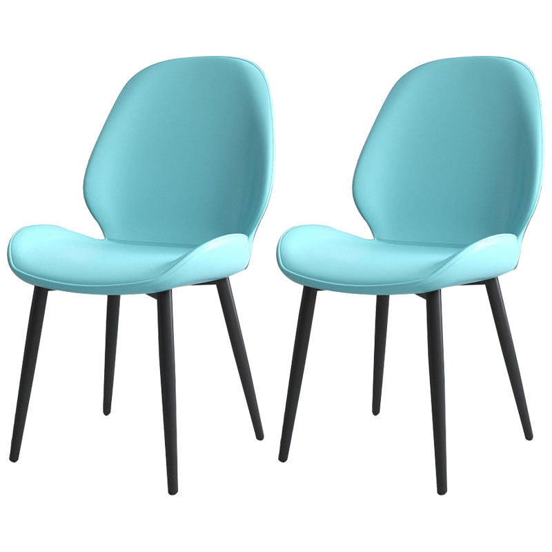 Contemporary Style Dining Chair Wingback Armless Chairs with Metal Legs for Kitchen Light Blue 2 Piece Set Clearhalo 'Dining Chairs' 'Dining Tables & Seating' 'dining_chair' 'furn' 'furn_dining_chair' 'Furniture' 'furniture_dining_chair' 'Kitchen & Dining Furniture' 4707728