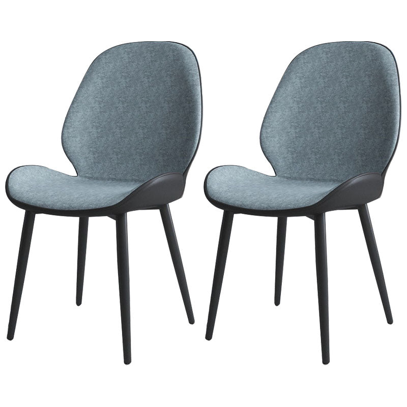 Contemporary Style Dining Chair Wingback Armless Chairs with Metal Legs for Kitchen Light Blue-Black 2 Piece Set Clearhalo 'Dining Chairs' 'Dining Tables & Seating' 'dining_chair' 'furn' 'furn_dining_chair' 'Furniture' 'furniture_dining_chair' 'Kitchen & Dining Furniture' 4707732