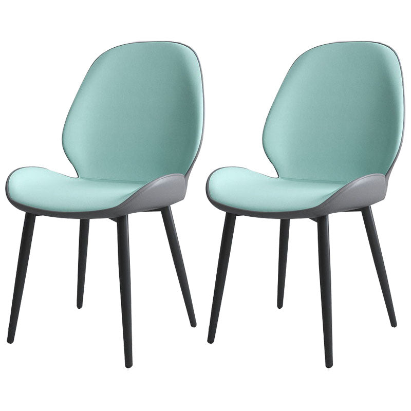 Contemporary Style Dining Chair Wingback Armless Chairs with Metal Legs for Kitchen Gray-Green 2 Piece Set Clearhalo 'Dining Chairs' 'Dining Tables & Seating' 'dining_chair' 'furn' 'furn_dining_chair' 'Furniture' 'furniture_dining_chair' 'Kitchen & Dining Furniture' 4707743