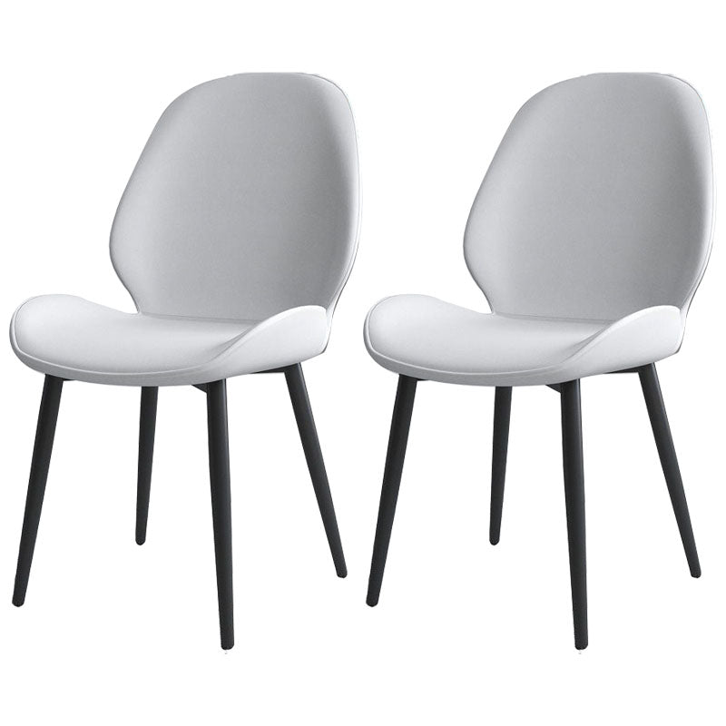 Contemporary Style Dining Chair Wingback Armless Chairs with Metal Legs for Kitchen Light Gray 2 Piece Set Clearhalo 'Dining Chairs' 'Dining Tables & Seating' 'dining_chair' 'furn' 'furn_dining_chair' 'Furniture' 'furniture_dining_chair' 'Kitchen & Dining Furniture' 4707747