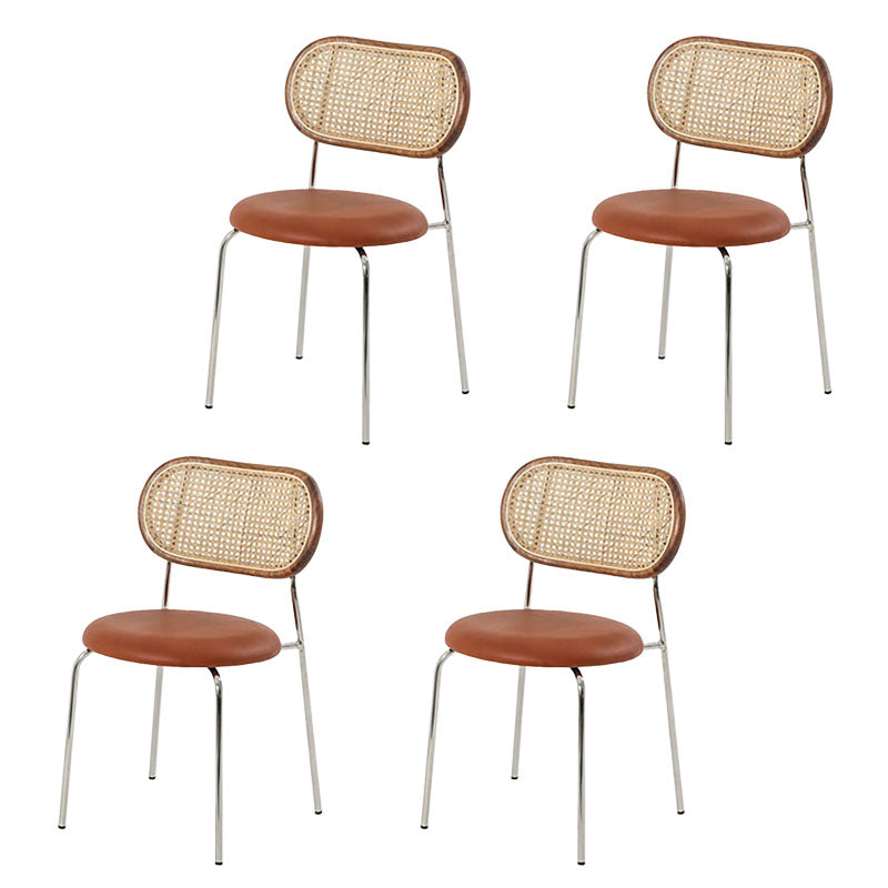 Industrial Style PU Leather Dining Chairs Open Back Dining Side Chair Coffee 4 Piece Set Clearhalo 'Dining Chairs' 'Dining Tables & Seating' 'dining_chair' 'furn' 'furn_dining_chair' 'Furniture' 'furniture_dining_chair' 'Kitchen & Dining Furniture' 4707753