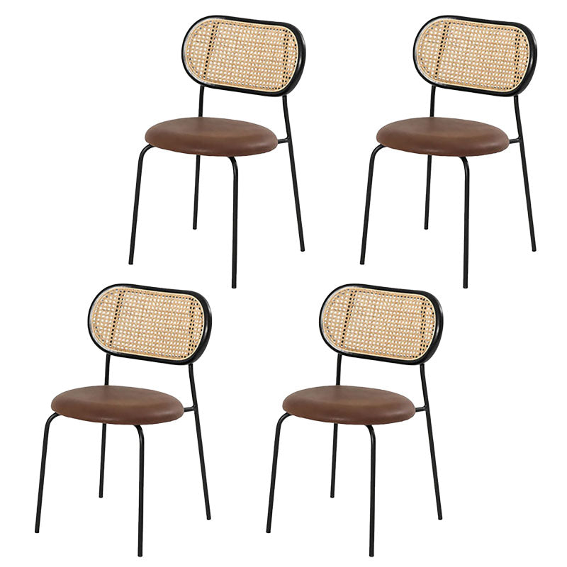 Industrial Style PU Leather Dining Chairs Open Back Dining Side Chair Brown 4 Piece Set Clearhalo 'Dining Chairs' 'Dining Tables & Seating' 'dining_chair' 'furn' 'furn_dining_chair' 'Furniture' 'furniture_dining_chair' 'Kitchen & Dining Furniture' 4707759