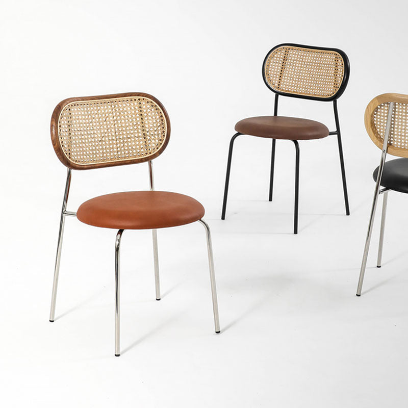 Industrial Style PU Leather Dining Chairs Open Back Dining Side Chair Clearhalo 'Dining Chairs' 'Dining Tables & Seating' 'dining_chair' 'furn' 'furn_dining_chair' 'Furniture' 'furniture_dining_chair' 'Kitchen & Dining Furniture' 4707772