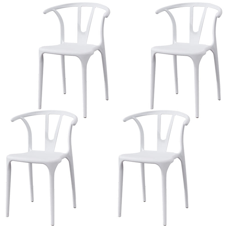 Modern Style Stackable Chair Dining Armless Chair with Plastic Legs for Kitchen White 4 Piece Set Clearhalo 'Dining Chairs' 'Dining Tables & Seating' 'dining_chair' 'furn' 'furn_dining_chair' 'Furniture' 'furniture_dining_chair' 'Kitchen & Dining Furniture' 4707775