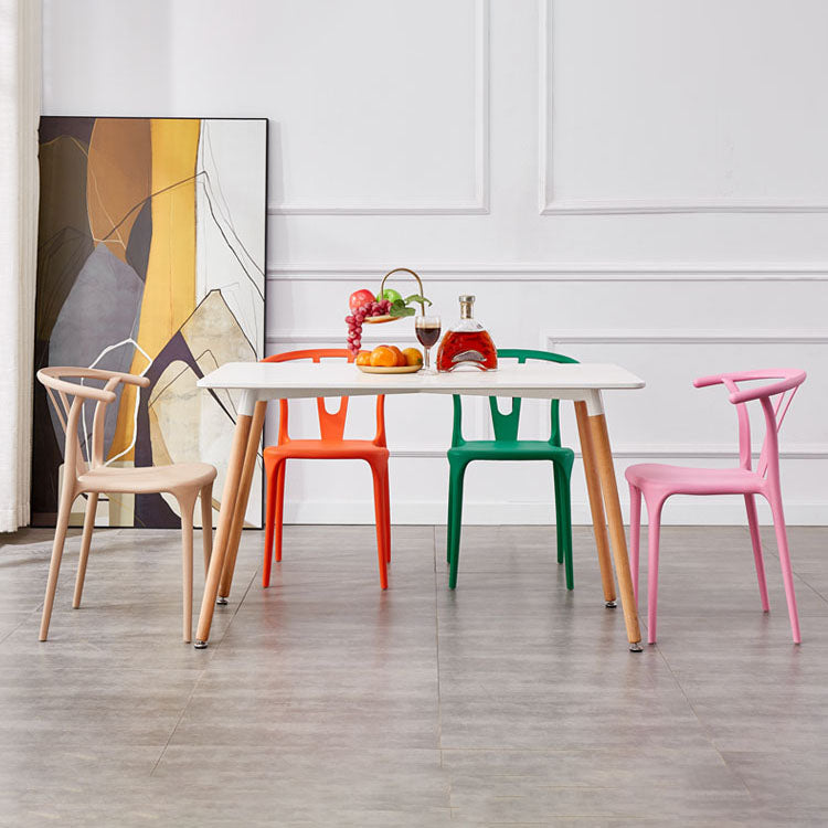 Modern Style Stackable Chair Dining Armless Chair with Plastic Legs for Kitchen Clearhalo 'Dining Chairs' 'Dining Tables & Seating' 'dining_chair' 'furn' 'furn_dining_chair' 'Furniture' 'furniture_dining_chair' 'Kitchen & Dining Furniture' 4707776