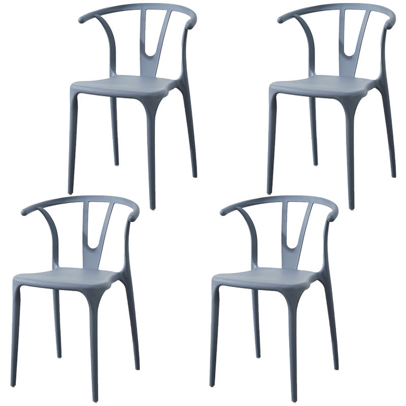 Modern Style Stackable Chair Dining Armless Chair with Plastic Legs for Kitchen Grey 4 Piece Set Clearhalo 'Dining Chairs' 'Dining Tables & Seating' 'dining_chair' 'furn' 'furn_dining_chair' 'Furniture' 'furniture_dining_chair' 'Kitchen & Dining Furniture' 4707777