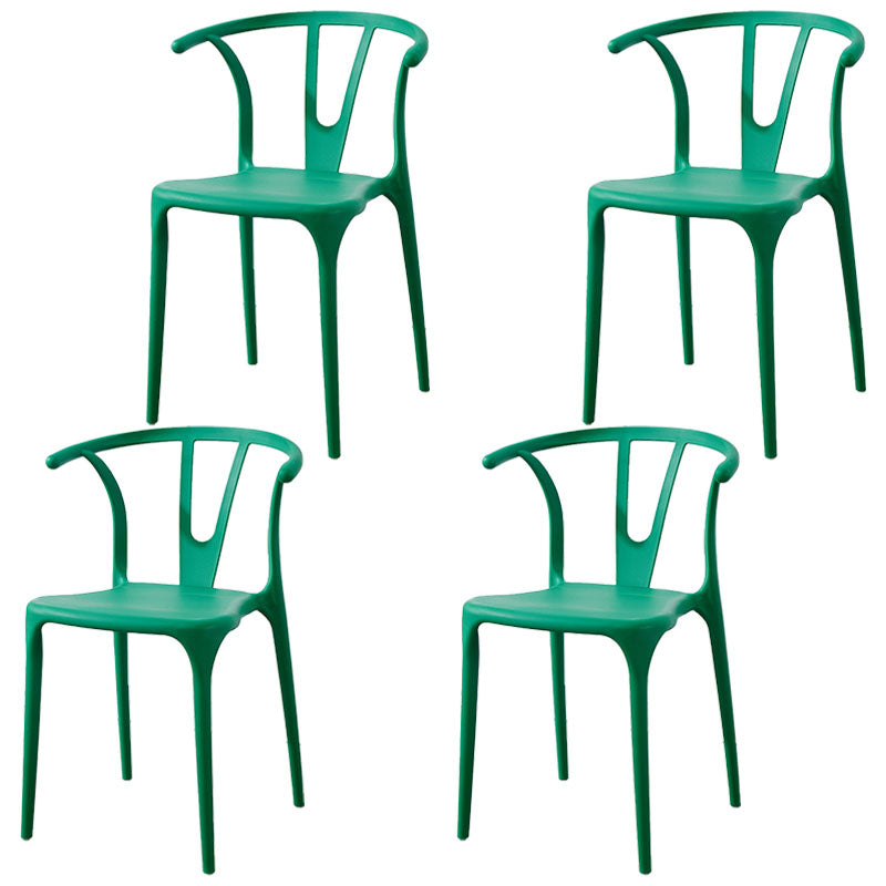Modern Style Stackable Chair Dining Armless Chair with Plastic Legs for Kitchen Green 4 Piece Set Clearhalo 'Dining Chairs' 'Dining Tables & Seating' 'dining_chair' 'furn' 'furn_dining_chair' 'Furniture' 'furniture_dining_chair' 'Kitchen & Dining Furniture' 4707778