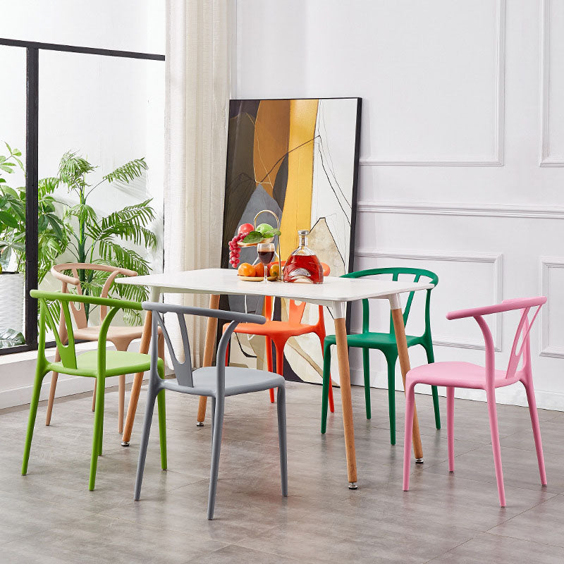 Modern Style Stackable Chair Dining Armless Chair with Plastic Legs for Kitchen Clearhalo 'Dining Chairs' 'Dining Tables & Seating' 'dining_chair' 'furn' 'furn_dining_chair' 'Furniture' 'furniture_dining_chair' 'Kitchen & Dining Furniture' 4707779