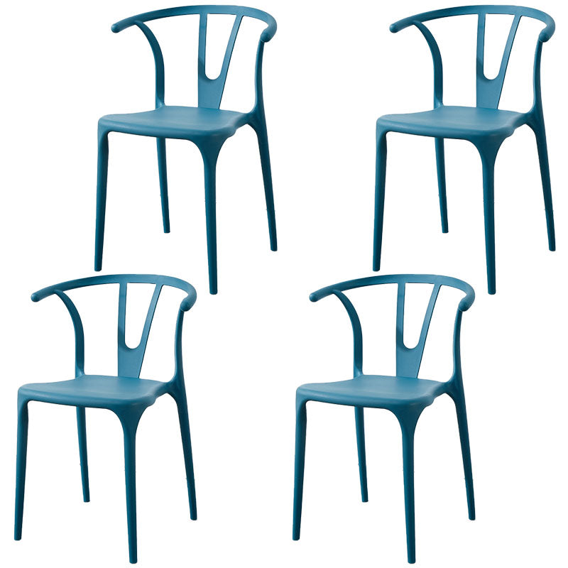 Modern Style Stackable Chair Dining Armless Chair with Plastic Legs for Kitchen Blue 4 Piece Set Clearhalo 'Dining Chairs' 'Dining Tables & Seating' 'dining_chair' 'furn' 'furn_dining_chair' 'Furniture' 'furniture_dining_chair' 'Kitchen & Dining Furniture' 4707781