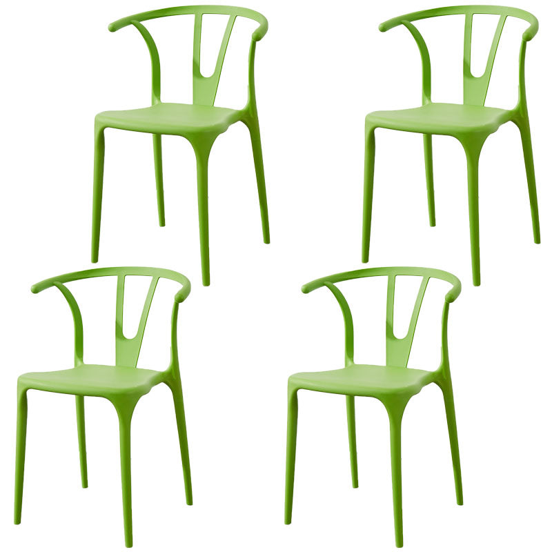 Modern Style Stackable Chair Dining Armless Chair with Plastic Legs for Kitchen Light Green 4 Piece Set Clearhalo 'Dining Chairs' 'Dining Tables & Seating' 'dining_chair' 'furn' 'furn_dining_chair' 'Furniture' 'furniture_dining_chair' 'Kitchen & Dining Furniture' 4707783