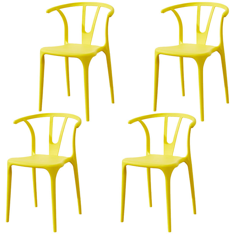 Modern Style Stackable Chair Dining Armless Chair with Plastic Legs for Kitchen Yellow 4 Piece Set Clearhalo 'Dining Chairs' 'Dining Tables & Seating' 'dining_chair' 'furn' 'furn_dining_chair' 'Furniture' 'furniture_dining_chair' 'Kitchen & Dining Furniture' 4707785