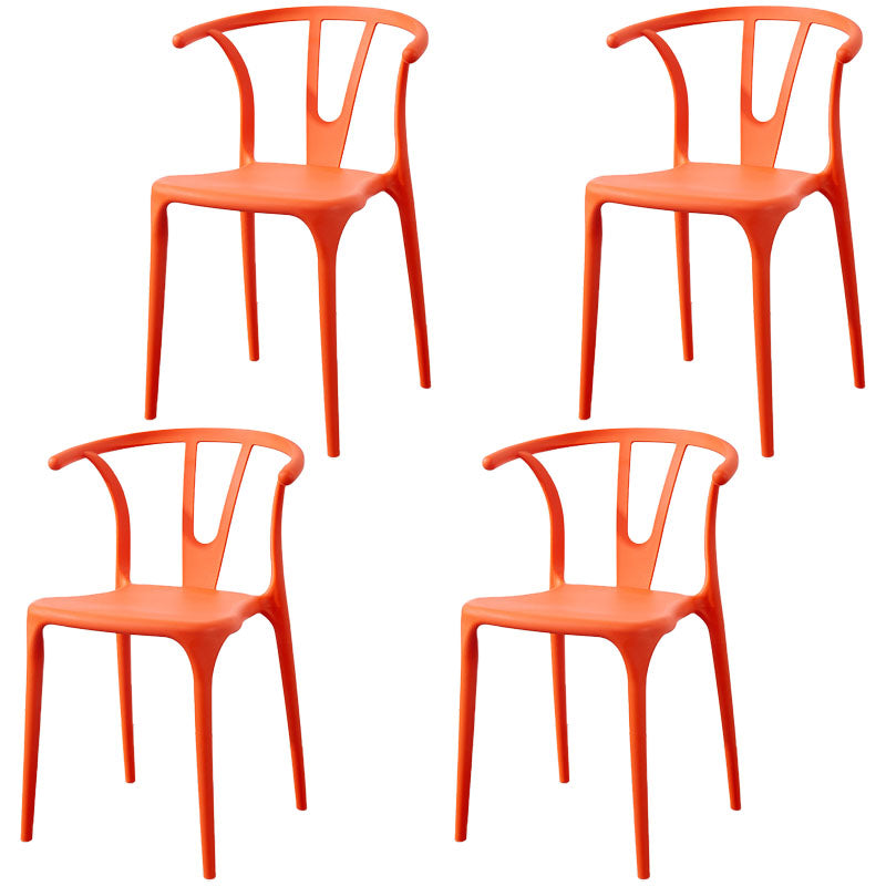 Modern Style Stackable Chair Dining Armless Chair with Plastic Legs for Kitchen Orange 4 Piece Set Clearhalo 'Dining Chairs' 'Dining Tables & Seating' 'dining_chair' 'furn' 'furn_dining_chair' 'Furniture' 'furniture_dining_chair' 'Kitchen & Dining Furniture' 4707788