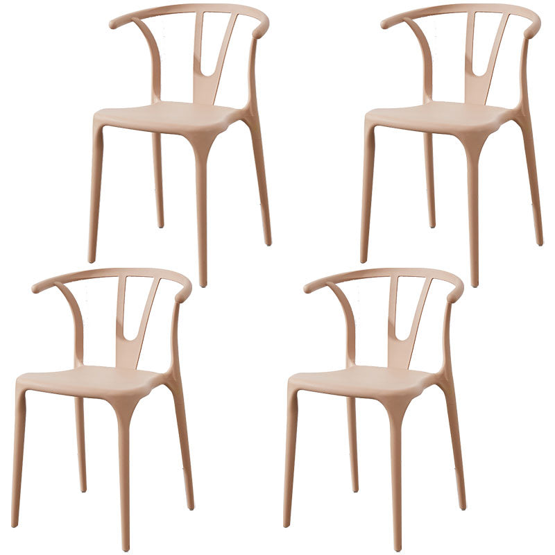 Modern Style Stackable Chair Dining Armless Chair with Plastic Legs for Kitchen Camel 4 Piece Set Clearhalo 'Dining Chairs' 'Dining Tables & Seating' 'dining_chair' 'furn' 'furn_dining_chair' 'Furniture' 'furniture_dining_chair' 'Kitchen & Dining Furniture' 4707790