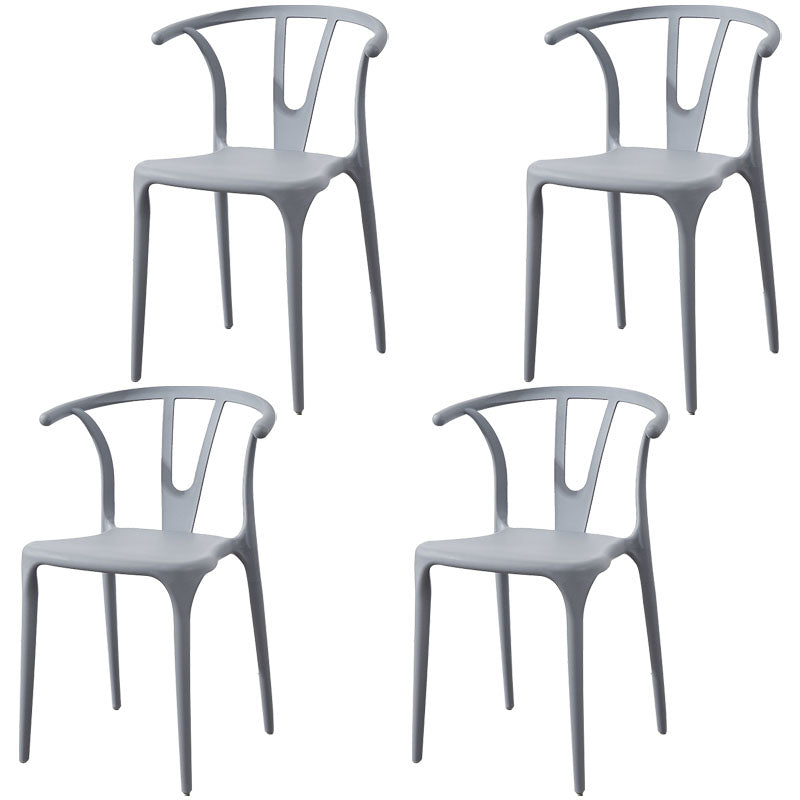 Modern Style Stackable Chair Dining Armless Chair with Plastic Legs for Kitchen Light Gray 4 Piece Set Clearhalo 'Dining Chairs' 'Dining Tables & Seating' 'dining_chair' 'furn' 'furn_dining_chair' 'Furniture' 'furniture_dining_chair' 'Kitchen & Dining Furniture' 4707792