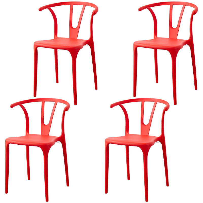 Modern Style Stackable Chair Dining Armless Chair with Plastic Legs for Kitchen Red 4 Piece Set Clearhalo 'Dining Chairs' 'Dining Tables & Seating' 'dining_chair' 'furn' 'furn_dining_chair' 'Furniture' 'furniture_dining_chair' 'Kitchen & Dining Furniture' 4707794