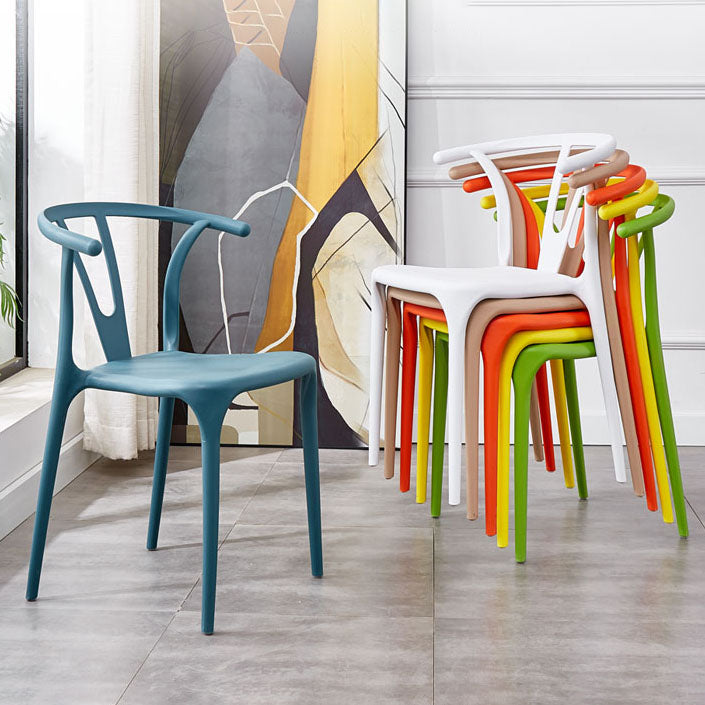 Modern Style Stackable Chair Dining Armless Chair with Plastic Legs for Kitchen Clearhalo 'Dining Chairs' 'Dining Tables & Seating' 'dining_chair' 'furn' 'furn_dining_chair' 'Furniture' 'furniture_dining_chair' 'Kitchen & Dining Furniture' 4707796