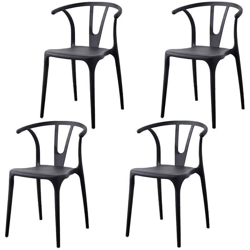 Modern Style Stackable Chair Dining Armless Chair with Plastic Legs for Kitchen Black 4 Piece Set Clearhalo 'Dining Chairs' 'Dining Tables & Seating' 'dining_chair' 'furn' 'furn_dining_chair' 'Furniture' 'furniture_dining_chair' 'Kitchen & Dining Furniture' 4707797