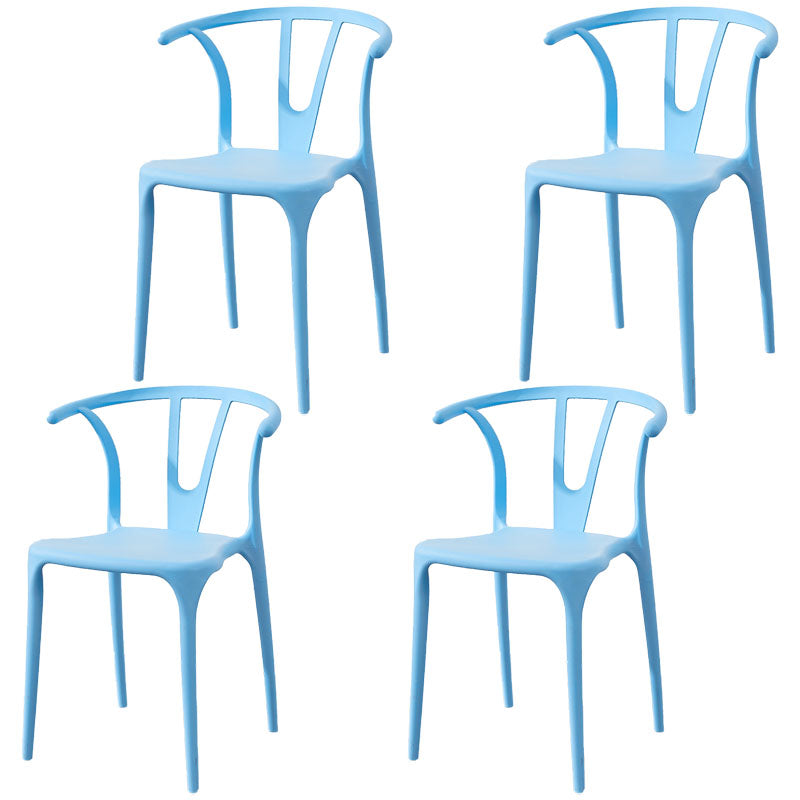Modern Style Stackable Chair Dining Armless Chair with Plastic Legs for Kitchen Light Blue 4 Piece Set Clearhalo 'Dining Chairs' 'Dining Tables & Seating' 'dining_chair' 'furn' 'furn_dining_chair' 'Furniture' 'furniture_dining_chair' 'Kitchen & Dining Furniture' 4707798