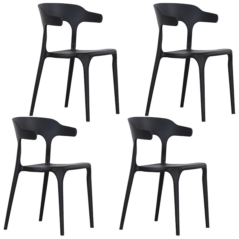 Contemporary Style Stackable Chairs Dining Armless Chairs with Plastic Legs for Kitchen Black 4 Piece Set Clearhalo 'Dining Chairs' 'Dining Tables & Seating' 'dining_chair' 'furn' 'furn_dining_chair' 'Furniture' 'furniture_dining_chair' 'Kitchen & Dining Furniture' 4707804