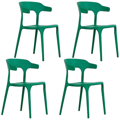 Contemporary Style Stackable Chairs Dining Armless Chairs with Plastic Legs for Kitchen Blackish Green 4 Piece Set Clearhalo 'Dining Chairs' 'Dining Tables & Seating' 'dining_chair' 'furn' 'furn_dining_chair' 'Furniture' 'furniture_dining_chair' 'Kitchen & Dining Furniture' 4707805