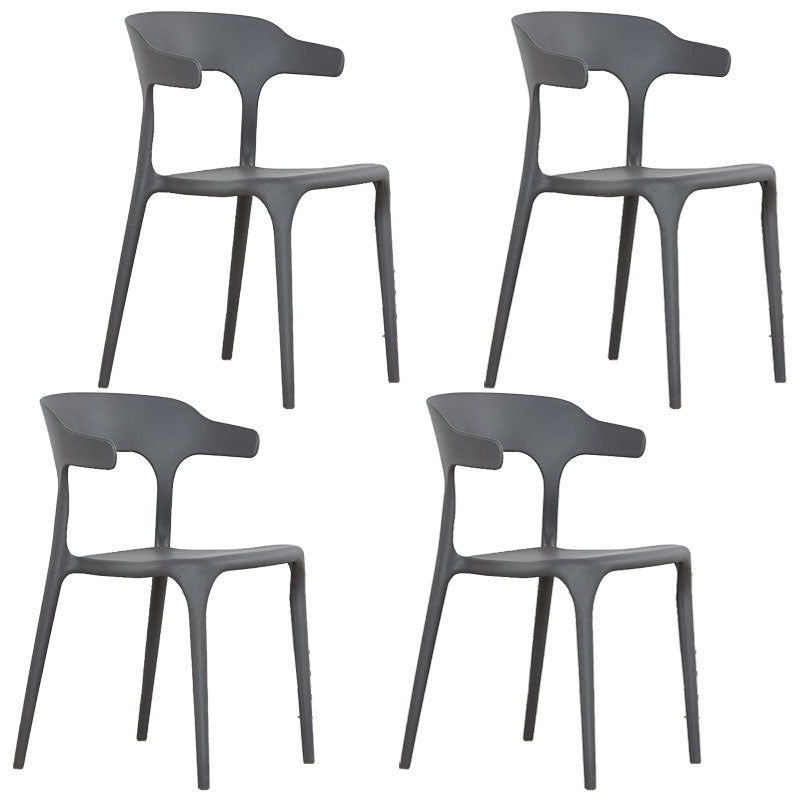 Contemporary Style Stackable Chairs Dining Armless Chairs with Plastic Legs for Kitchen Dark Gray 4 Piece Set Clearhalo 'Dining Chairs' 'Dining Tables & Seating' 'dining_chair' 'furn' 'furn_dining_chair' 'Furniture' 'furniture_dining_chair' 'Kitchen & Dining Furniture' 4707807