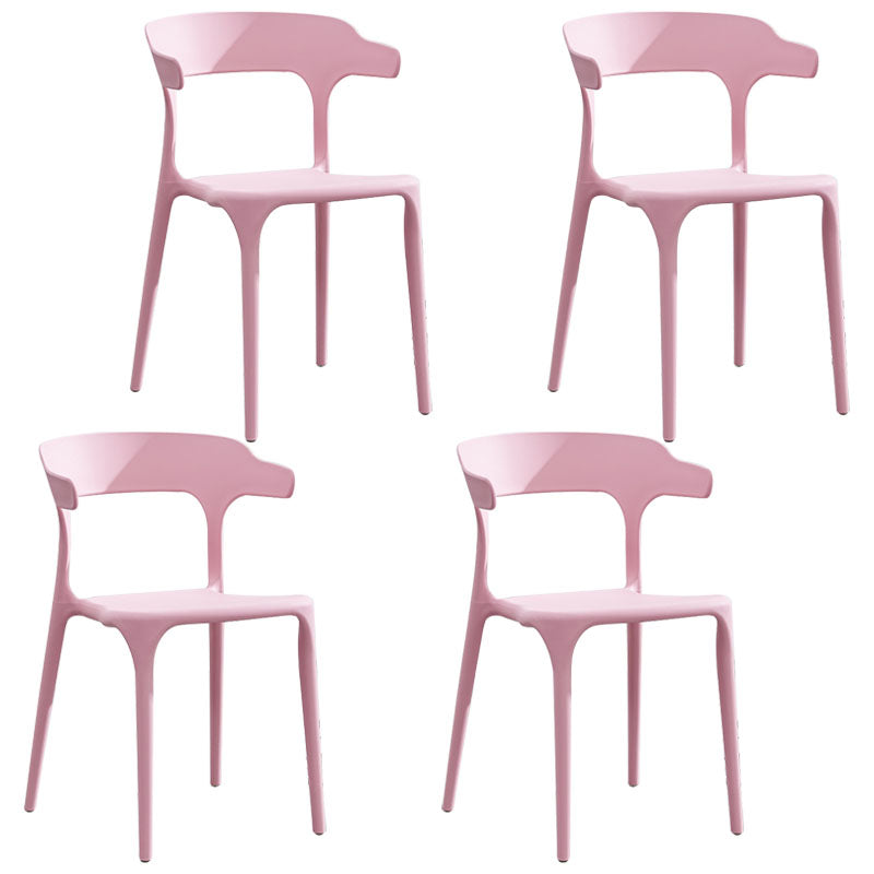 Contemporary Style Stackable Chairs Dining Armless Chairs with Plastic Legs for Kitchen Pink 4 Piece Set Clearhalo 'Dining Chairs' 'Dining Tables & Seating' 'dining_chair' 'furn' 'furn_dining_chair' 'Furniture' 'furniture_dining_chair' 'Kitchen & Dining Furniture' 4707809