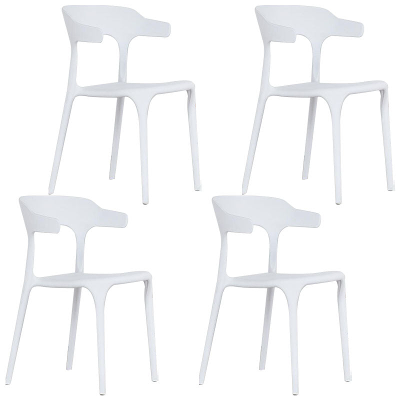 Contemporary Style Stackable Chairs Dining Armless Chairs with Plastic Legs for Kitchen White 4 Piece Set Clearhalo 'Dining Chairs' 'Dining Tables & Seating' 'dining_chair' 'furn' 'furn_dining_chair' 'Furniture' 'furniture_dining_chair' 'Kitchen & Dining Furniture' 4707812
