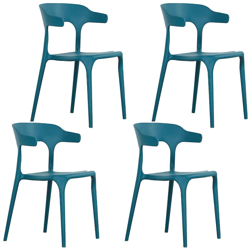 Contemporary Style Stackable Chairs Dining Armless Chairs with Plastic Legs for Kitchen Peacock Blue 4 Piece Set Clearhalo 'Dining Chairs' 'Dining Tables & Seating' 'dining_chair' 'furn' 'furn_dining_chair' 'Furniture' 'furniture_dining_chair' 'Kitchen & Dining Furniture' 4707814