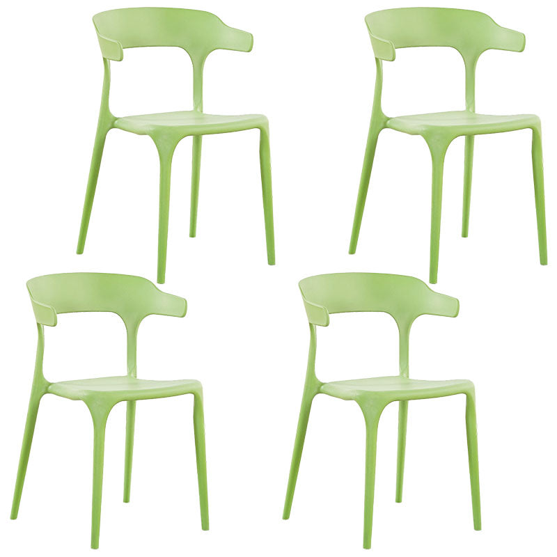 Contemporary Style Stackable Chairs Dining Armless Chairs with Plastic Legs for Kitchen Green 4 Piece Set Clearhalo 'Dining Chairs' 'Dining Tables & Seating' 'dining_chair' 'furn' 'furn_dining_chair' 'Furniture' 'furniture_dining_chair' 'Kitchen & Dining Furniture' 4707815